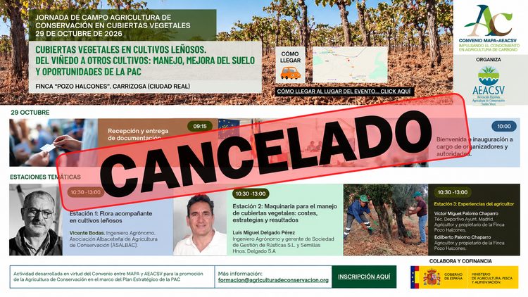 Cancelación de la Jornada de campo Agricultura de Conservación en Cubiertas Vegetales en Carrizosa